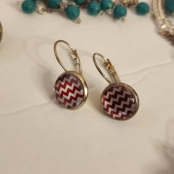 Chevron Harry Potter Chain Beaded Heart Dangle Hoop Variety Earring Bundle - Picture 5 of 10